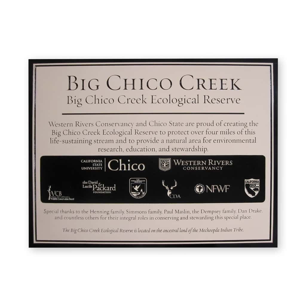 Big Chico Creek wood Routed Sign