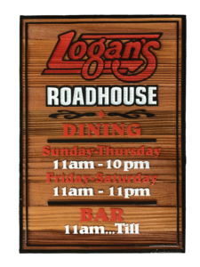 Logans Roadhouse Cedar Sign